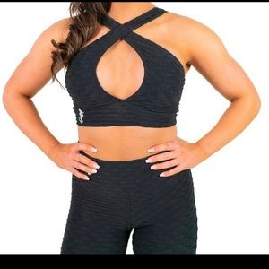 NWT Black textured sports bra